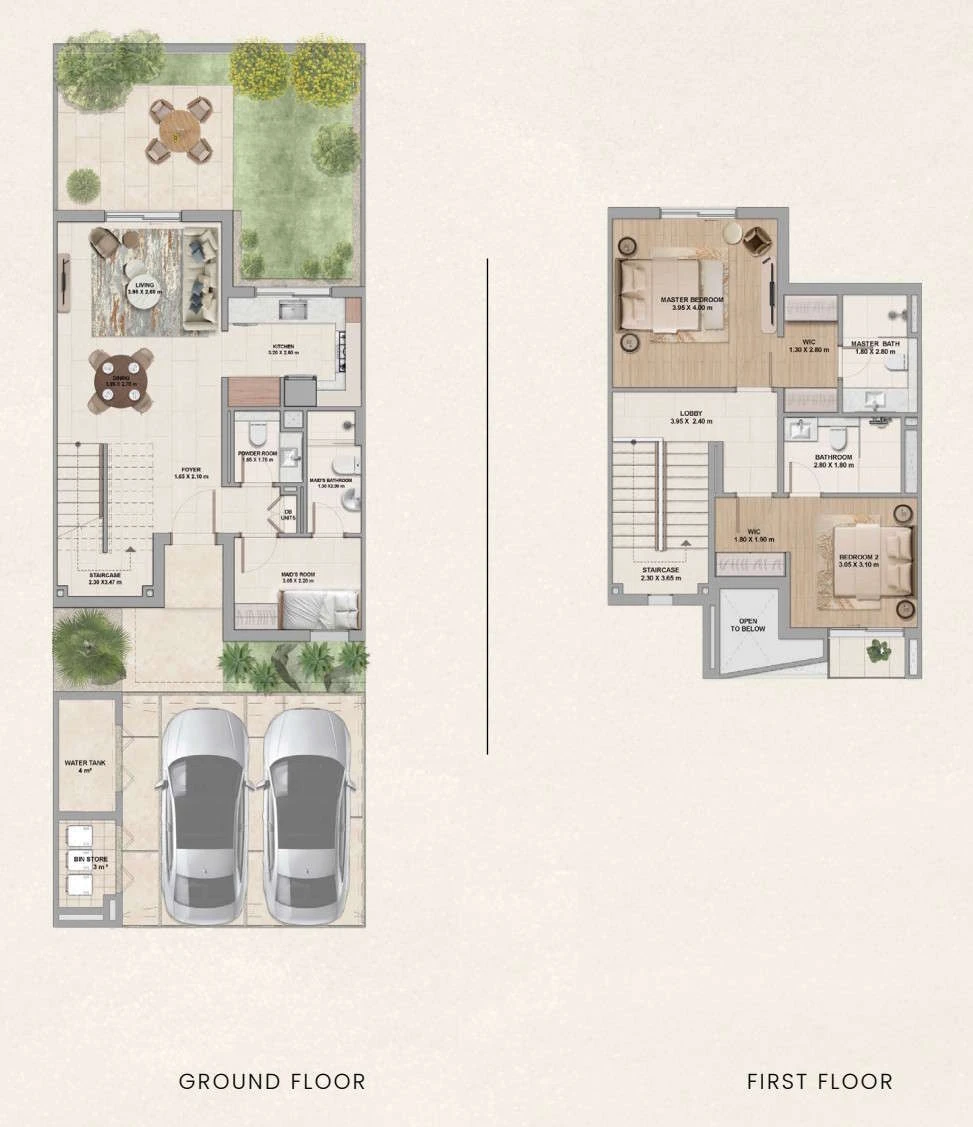 Al Ghadeer Parks: Two bedroom townhouse example