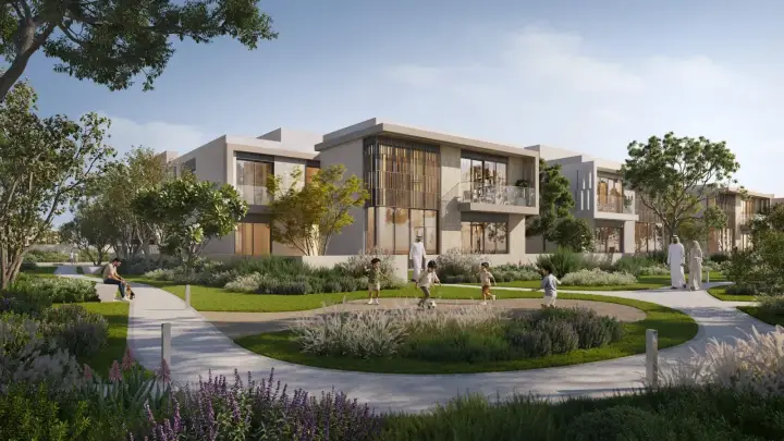 Talay illustration: villas beside landscaped shared paths