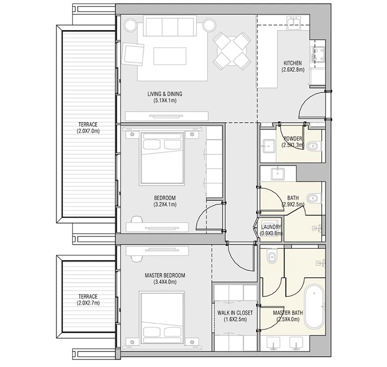 Vida Residences Saadiyat Island: published floor plan 2
