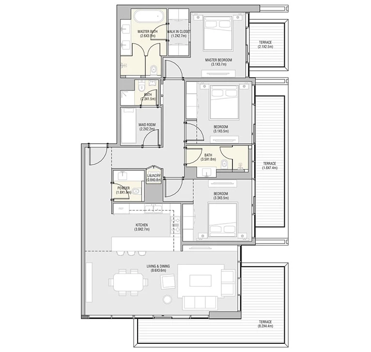Vida Residences Saadiyat Island: published floor plan 3