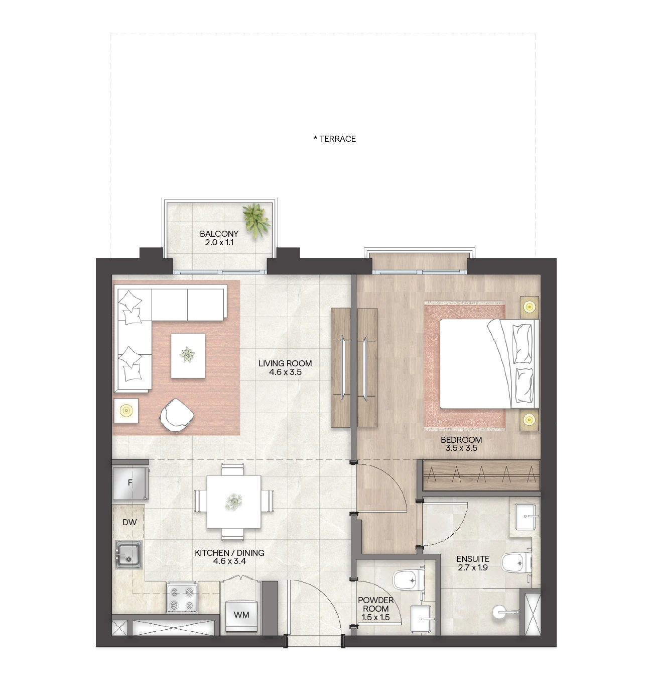 Granada II at Bloom Living: 1 bedroom apartment, Type A2