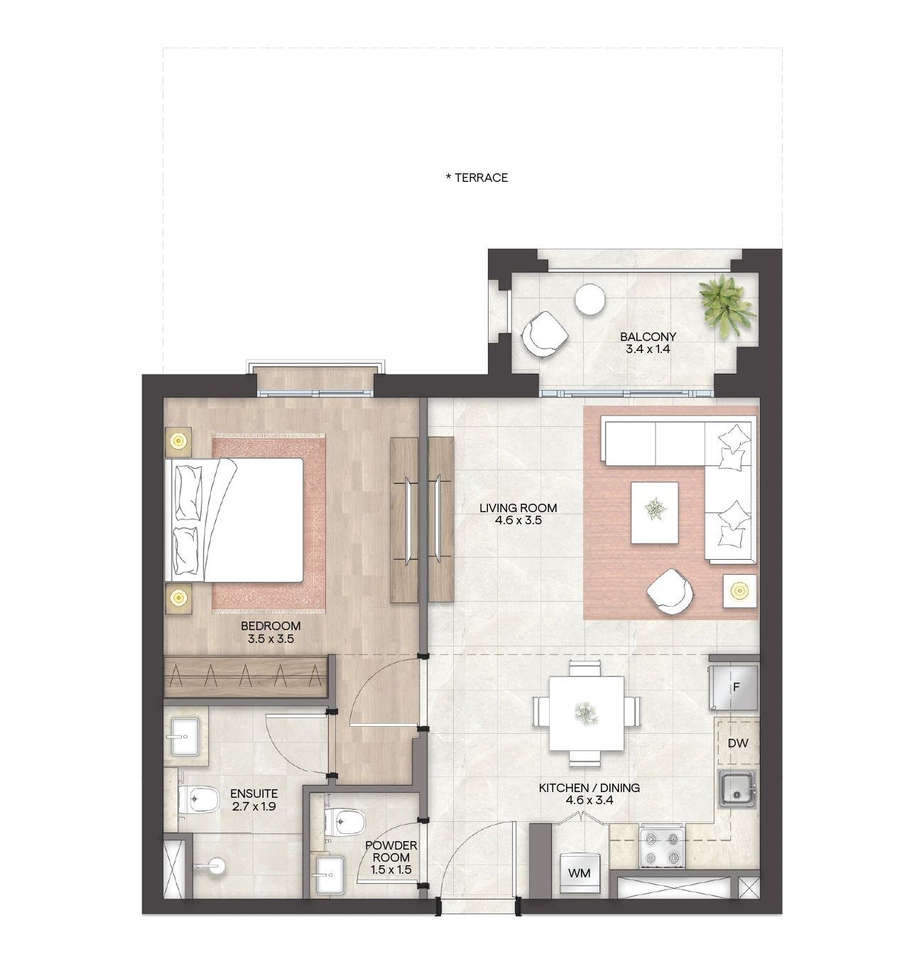 Granada II at Bloom Living: 1 bedroom apartment, Type A