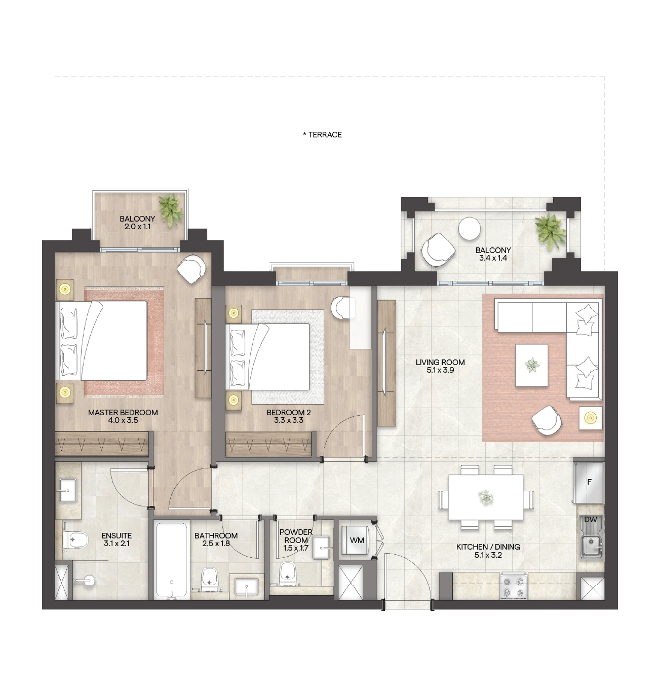 Granada II at Bloom Living: 2 bedroom apartment, Type A