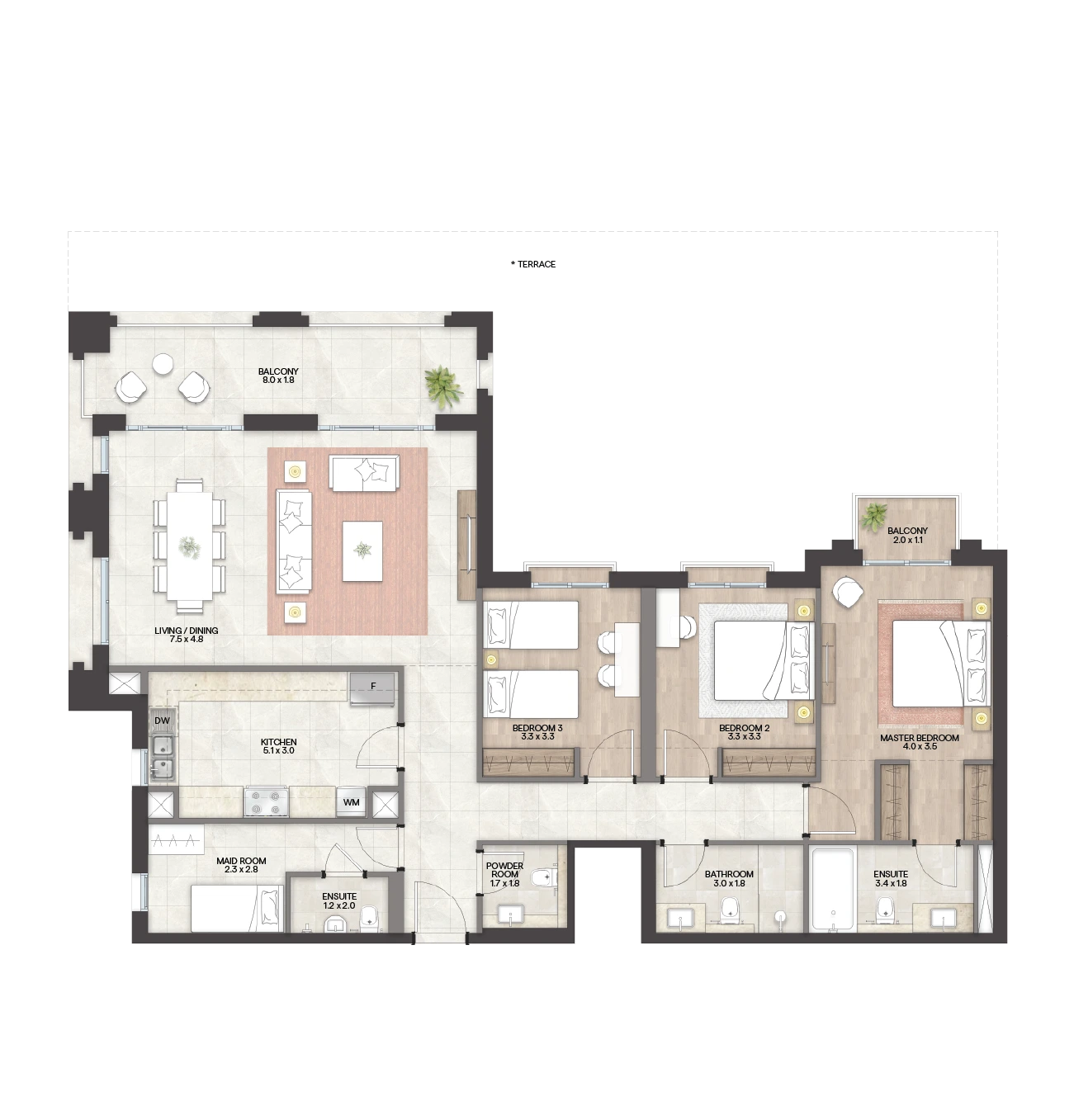 Granada II at Bloom Living: 3 bedroom apartment, Type B