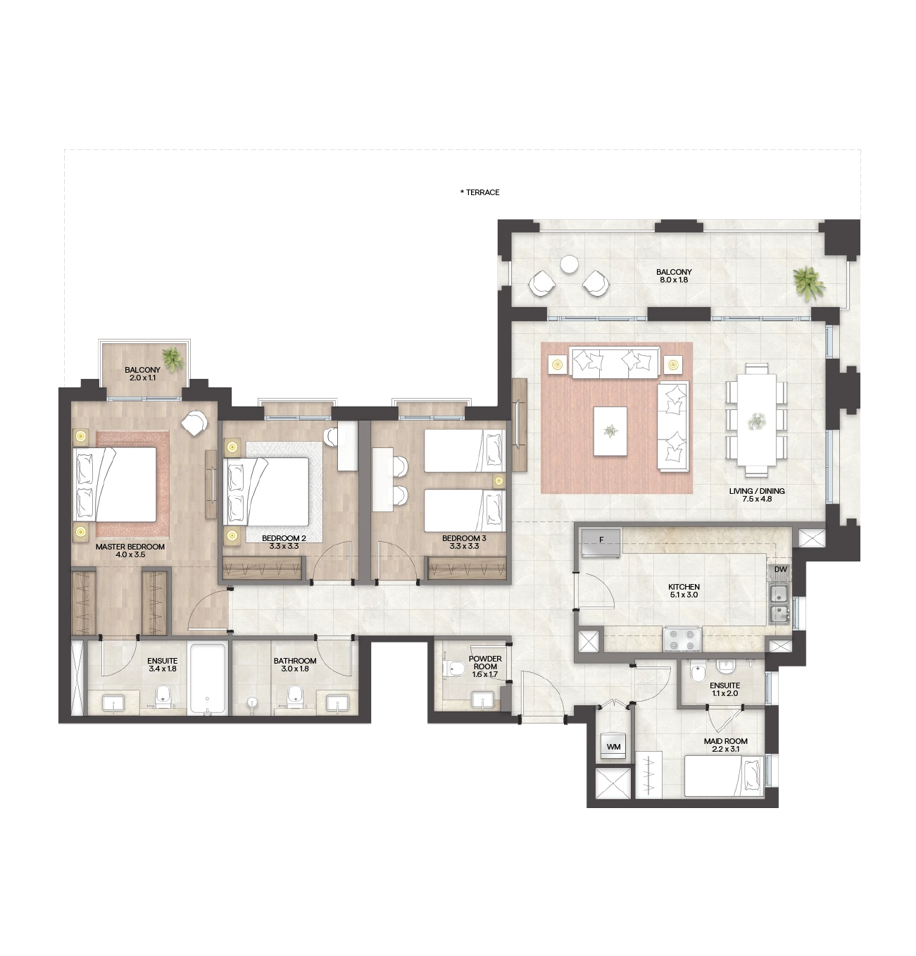Granada II at Bloom Living: 3 bedroom apartment, Type A